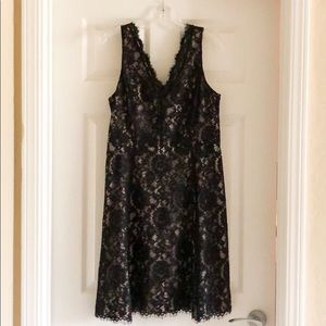 V-Neck Lace Overlay Dress by LOFT